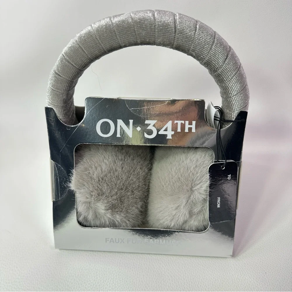 4/$25**NEW ON 34th Women's Faux Fur with Velvet Band Earmuffs (O/S,Grey) - Picture 1 of 2